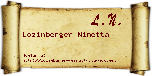 Lozinberger Ninetta névjegykártya